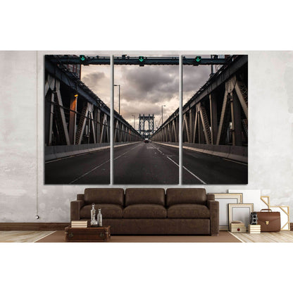 Sunset at Manhattan Bridge, New York City №3217 Ready to Hang Canvas Print - Zellart Canvas Prints 0_NY_ART, ALL_Products, s-3217