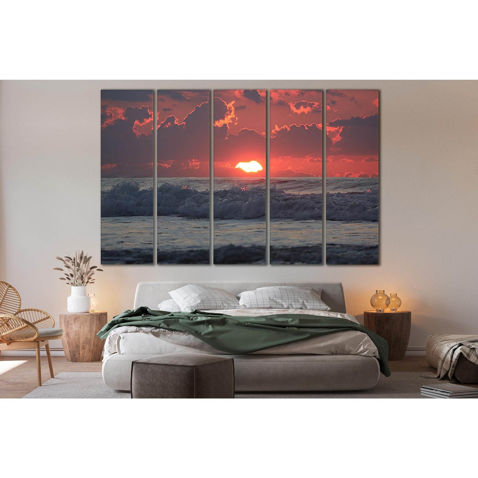 Sunset At Sea №SL104 Ready to Hang Canvas Print - Zellart Canvas Prints 0new, ALL_Products, Beach Ocean & Waves