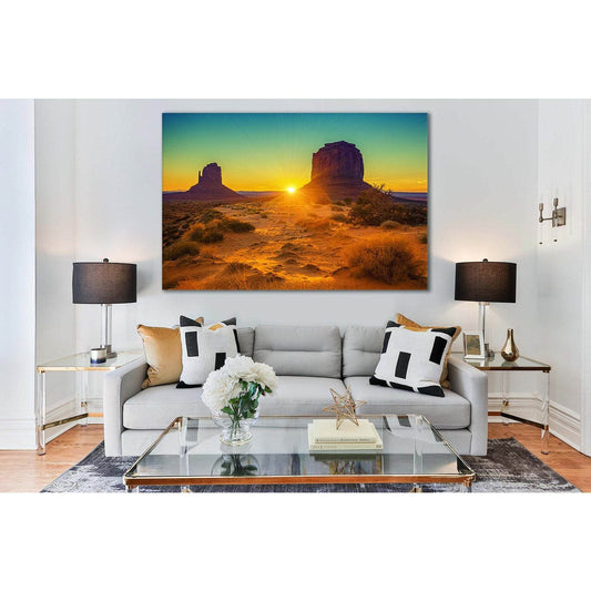 Sunset At The Sisters In Monument Valley №SL205 Ready to Hang Canvas Print - Zellart Canvas Prints 0new, ALL_Products, SUNRISE & SUNSET WALL ART