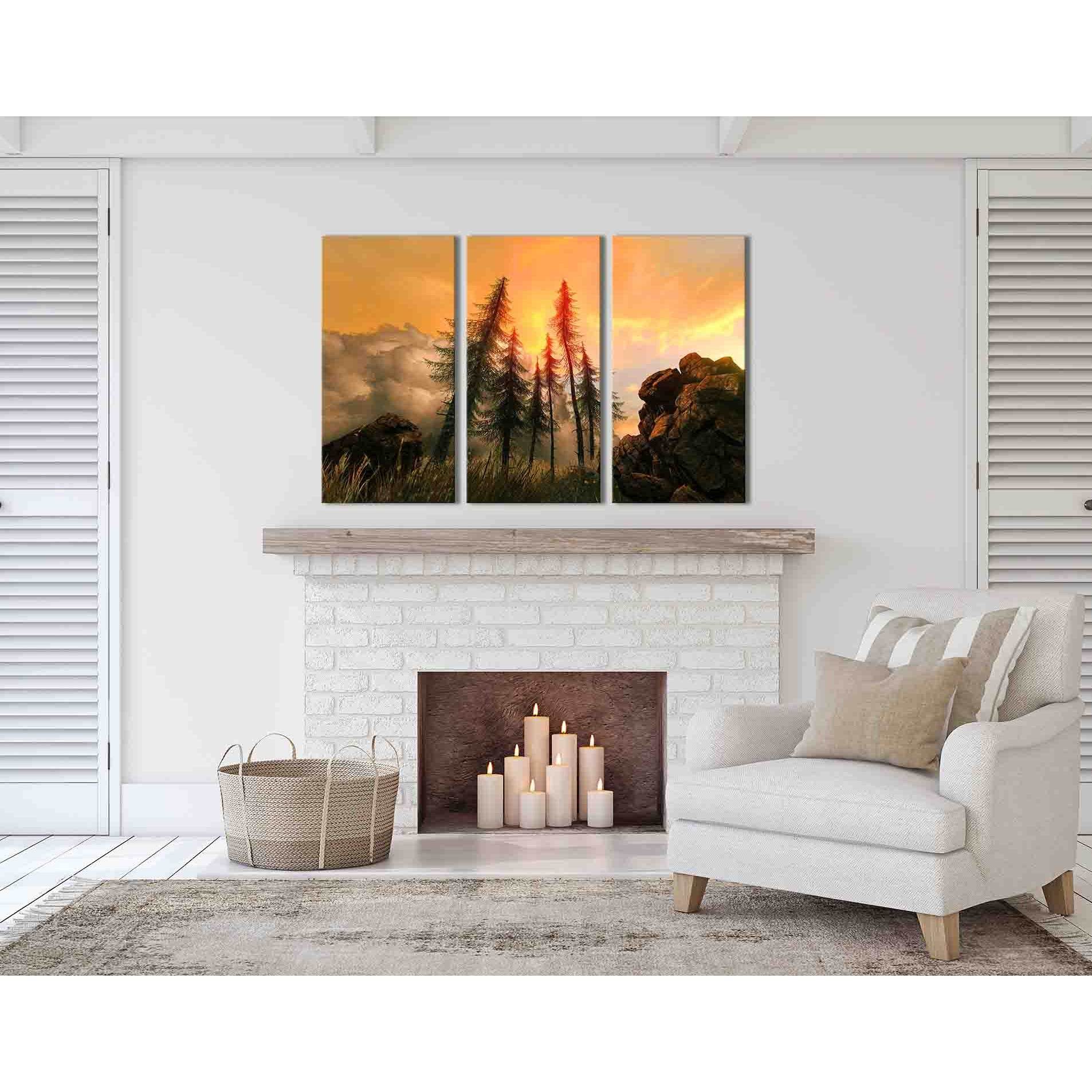 Sunset from mountain №D1225 Ready to Hang Canvas Print - Zellart Canvas Prints 0new, ALL_Products, Sunrise & sunset wall art