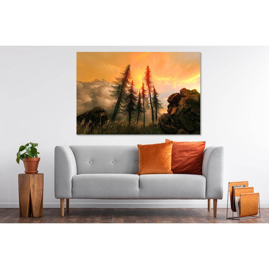 Sunset from mountain №D1225 Ready to Hang Canvas Print - Zellart Canvas Prints 0new, ALL_Products, Sunrise & sunset wall art
