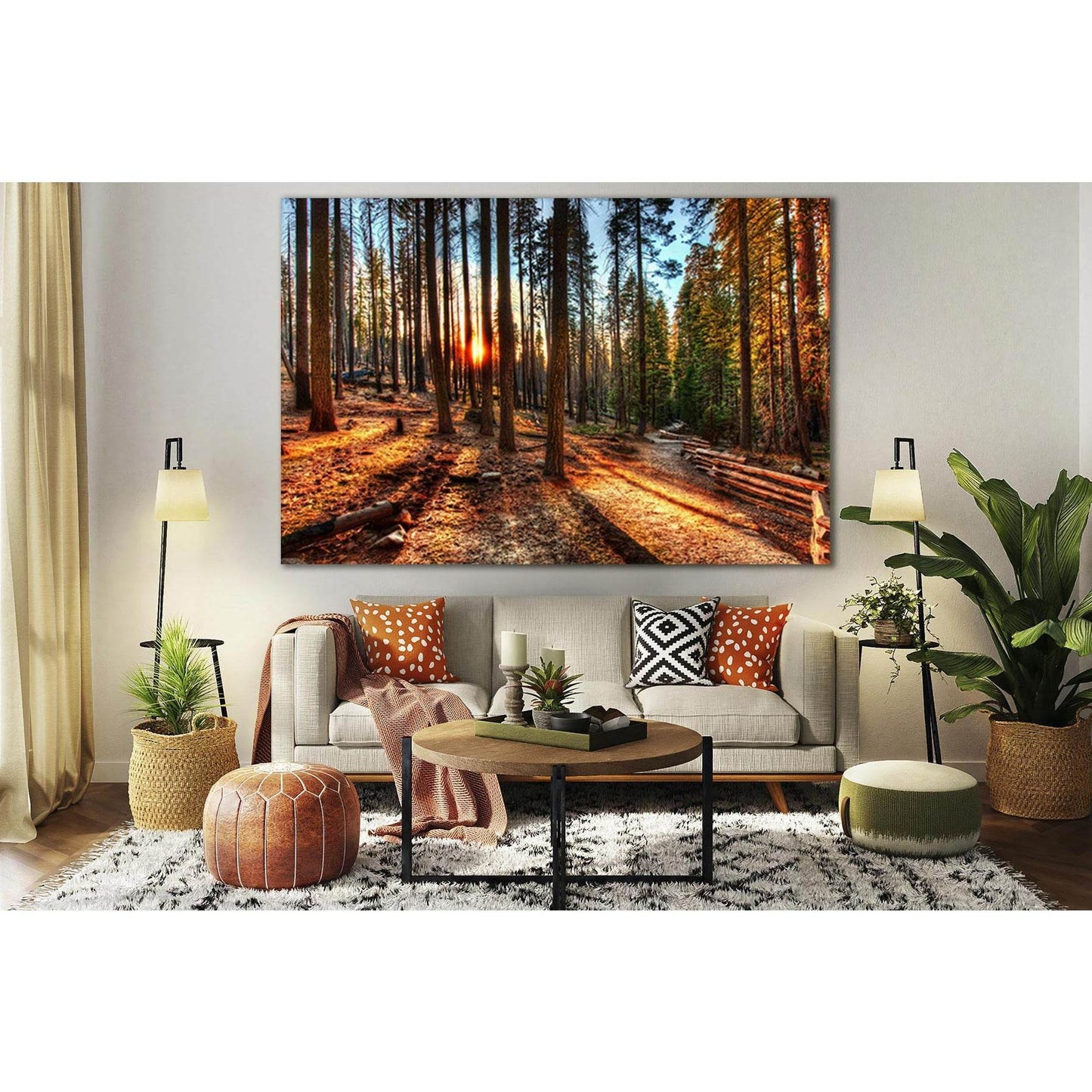 Sunset In The Forest №SL251 Ready to Hang Canvas Print - Zellart Canvas Prints 0new, ALL_Products, SUNRISE & SUNSET WALL ART