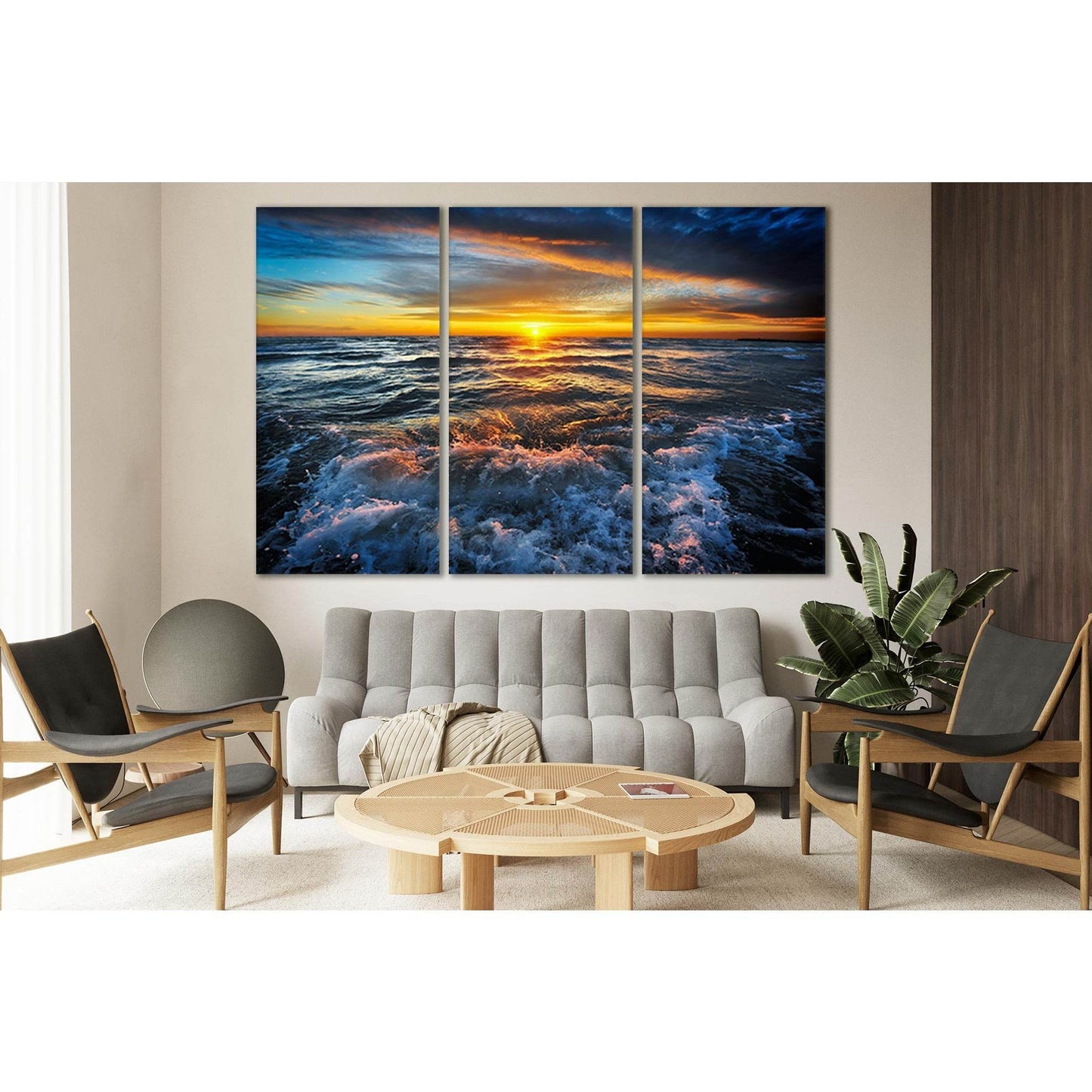 Sunset In The Ocean №SL191 Ready to Hang Canvas Print - Zellart Canvas Prints 0new, ALL_Products, Beach Ocean & Waves