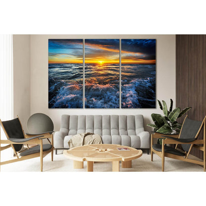 Sunset In The Ocean №SL191 Ready to Hang Canvas Print - Zellart Canvas Prints 0new, ALL_Products, Beach Ocean & Waves