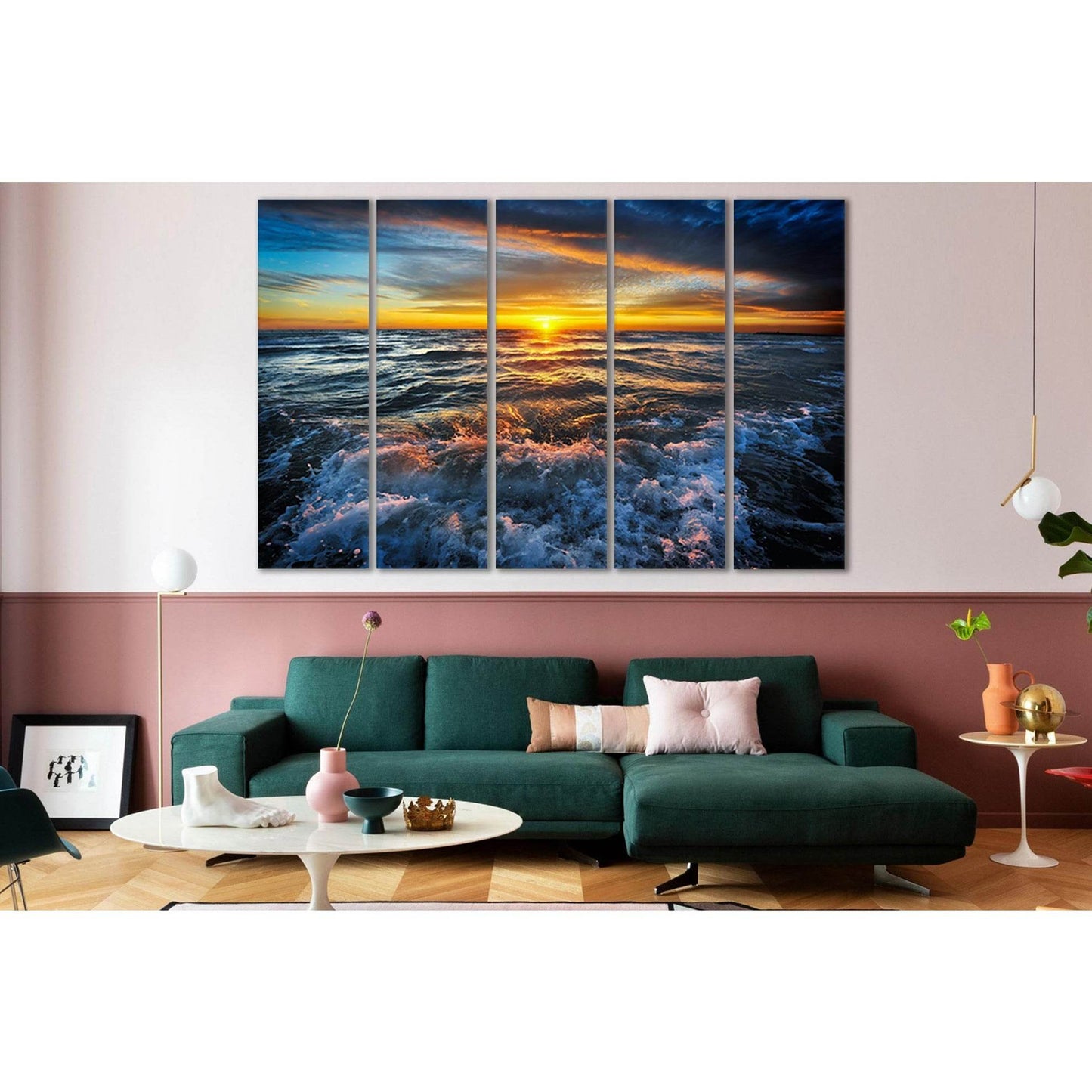 Sunset In The Ocean №SL191 Ready to Hang Canvas Print - Zellart Canvas Prints 0new, ALL_Products, Beach Ocean & Waves