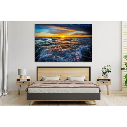 Sunset In The Ocean №SL191 Ready to Hang Canvas Print - Zellart Canvas Prints 0new, ALL_Products, Beach Ocean & Waves