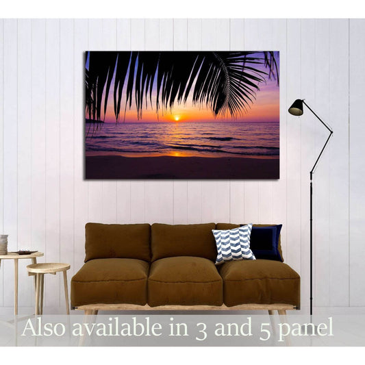 sunset landscape. beach sunset. palm trees silhouette on sunset tropical beach №3215 Ready to Hang Canvas PrintCanvas art arrives ready to hang, with hanging accessories included and no additional framing required. Every canvas print is hand-crafted, made