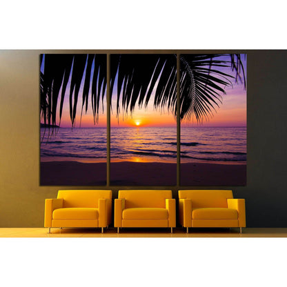 sunset landscape. beach sunset. palm trees silhouette on sunset tropical beach №3215 Ready to Hang Canvas PrintCanvas art arrives ready to hang, with hanging accessories included and no additional framing required. Every canvas print is hand-crafted, made