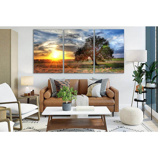 Sunset On A Texas Farm №SL240 Ready to Hang Canvas Print - Zellart Canvas Prints 0new, ALL_Products, SUNRISE & SUNSET WALL ART