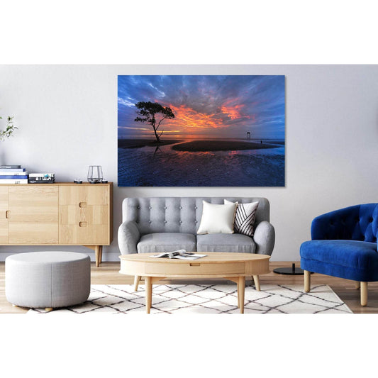 Sunset on the beach №D1750 Ready to Hang Canvas Print - Zellart Canvas Prints 0new, ALL_Products, Sunrise & sunset wall art