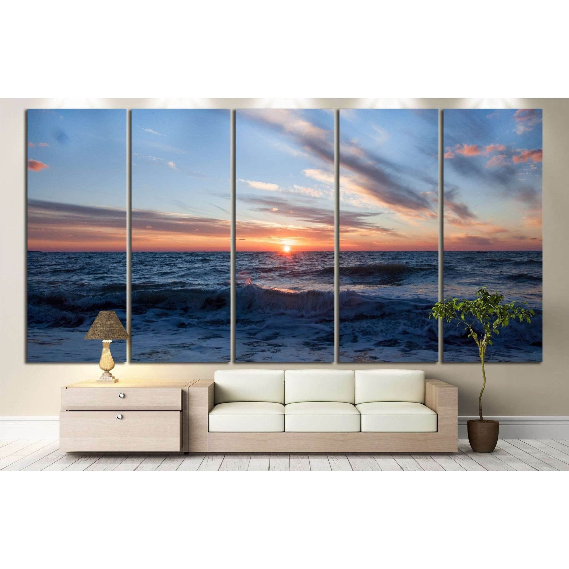Sunset on the horizon №839 Ready to Hang Canvas Print - Zellart Canvas Prints ALL_Products, s-839
