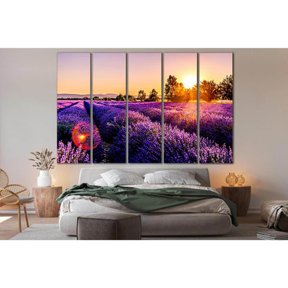 Sunset Over A Lavender Field №SL699 Ready to Hang Canvas Print - Zellart Canvas Prints 0new, ALL_Products, Floral & Botanical Wall Art