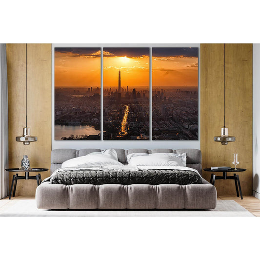 Sunset Over City №SL297 Ready to Hang Canvas Print - Zellart Canvas Prints 0new, ALL_Products, SUNRISE & SUNSET WALL ART