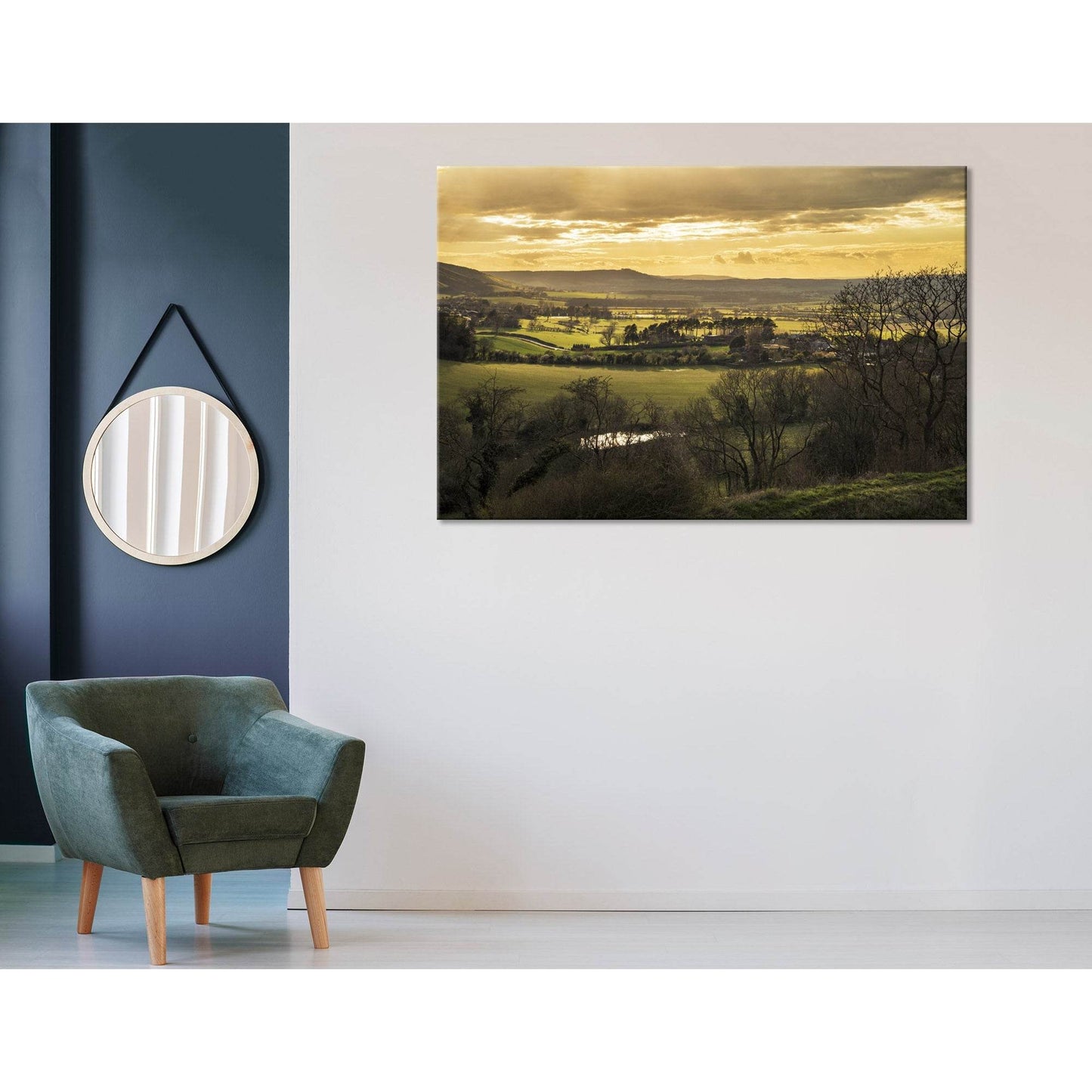 Sunset Over Countryside Landscape In England №04205 Ready to Hang Canvas Print - Zellart Canvas Prints ALL_Products