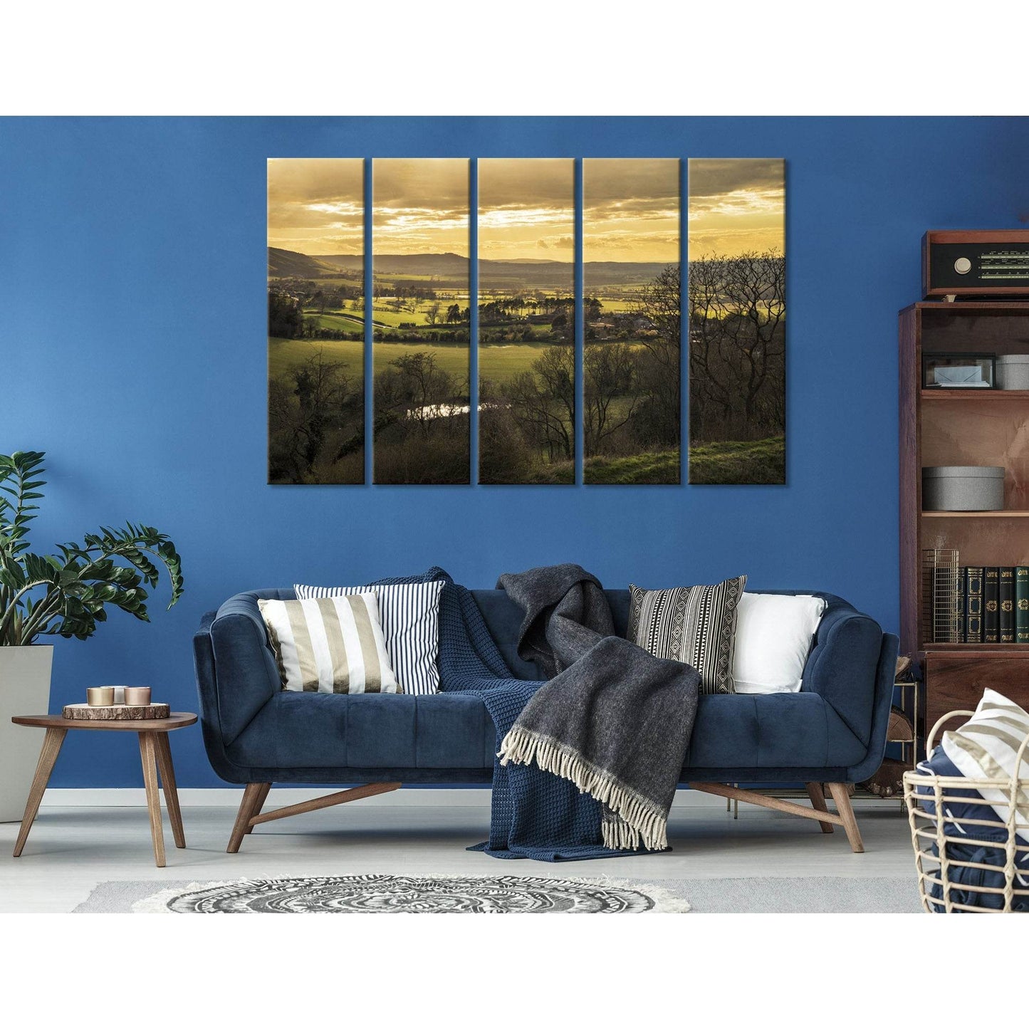 Sunset Over Countryside Landscape In England №04205 Ready to Hang Canvas Print - Zellart Canvas Prints ALL_Products