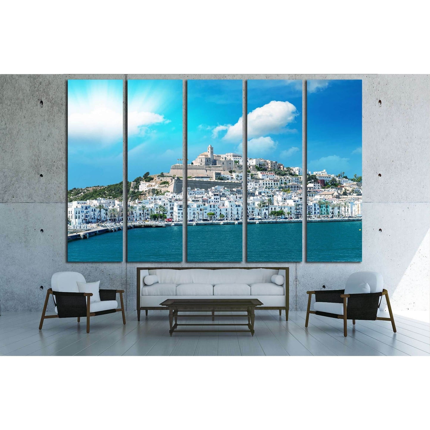 Sunset over Ibiza Port, Spain. №3045 Ready to Hang Canvas Print - Zellart Canvas Prints ALL_Products, s-3045