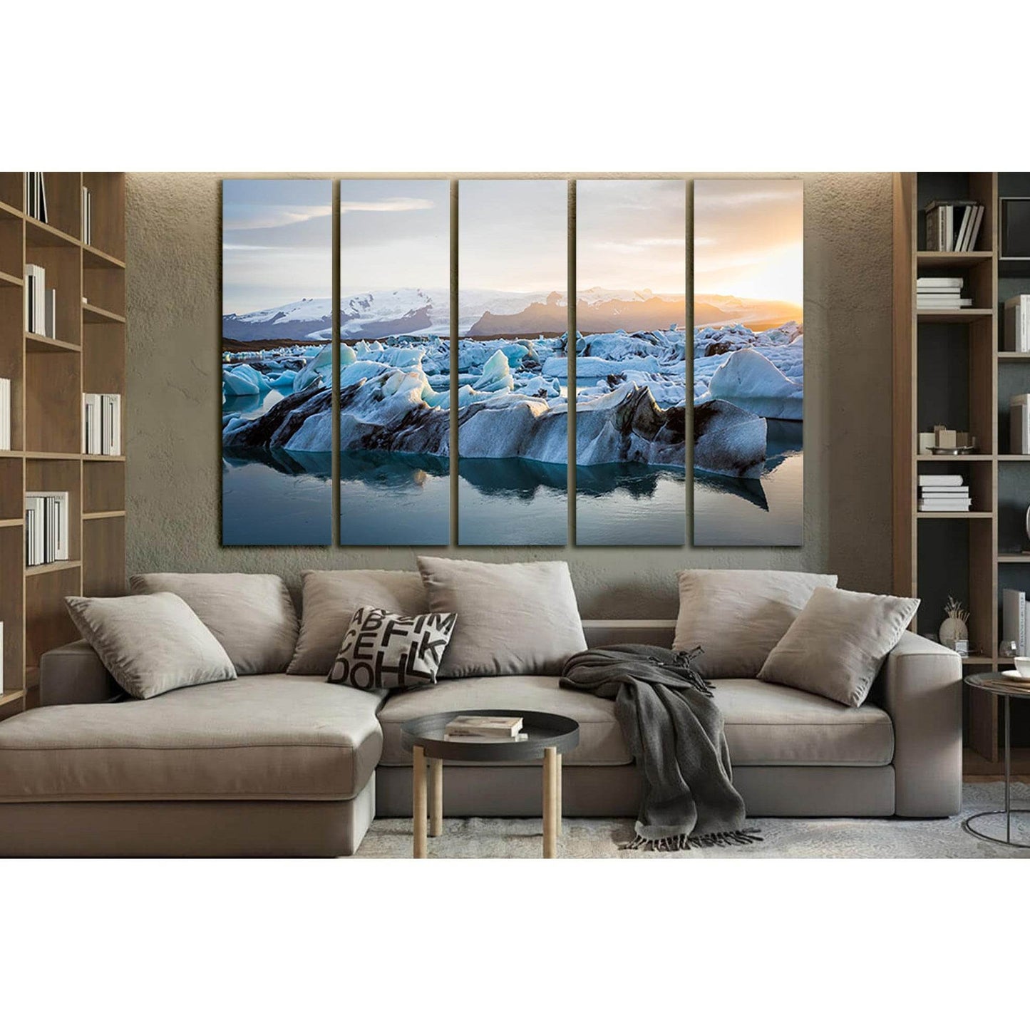 Sunset Over Jokulsarlon Glacier Lagoon №SL1336 Ready to Hang Canvas Print - Zellart Canvas Prints 0new, ALL_Products, Glacials