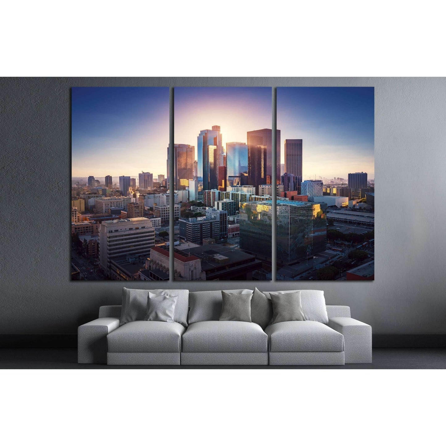 Sunset over Los Angeles downtown. Retro colors. California theme. №2740 Ready to Hang Canvas Print - Zellart Canvas Prints ALL_Products, s-2740