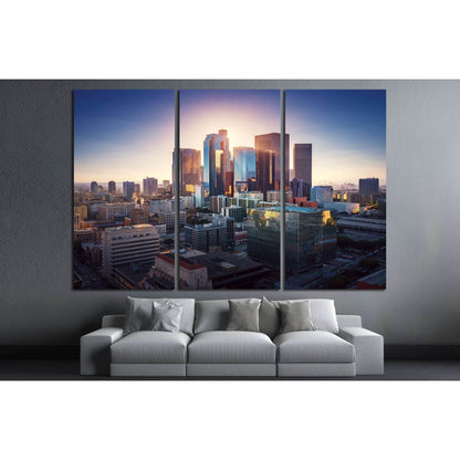 Sunset over Los Angeles downtown. Retro colors. California theme. №2740 Ready to Hang Canvas Print - Zellart Canvas Prints ALL_Products, s-2740