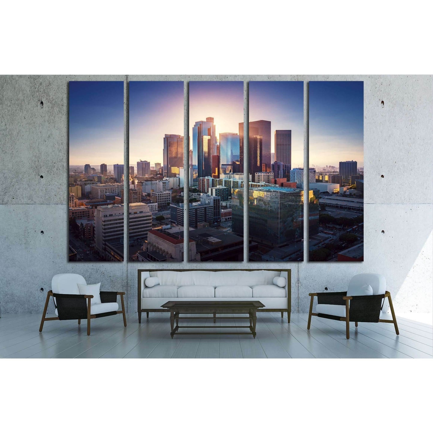 Sunset over Los Angeles downtown. Retro colors. California theme. №2740 Ready to Hang Canvas Print - Zellart Canvas Prints ALL_Products, s-2740