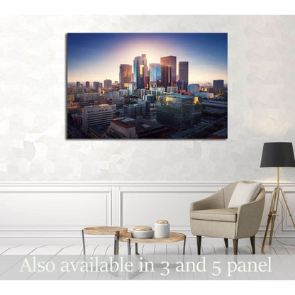 Sunset over Los Angeles downtown. Retro colors. California theme. №2740 Ready to Hang Canvas Print - Zellart Canvas Prints ALL_Products, s-2740