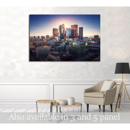 Sunset over Los Angeles downtown. Retro colors. California theme. №2740 Ready to Hang Canvas Print - Zellart Canvas Prints ALL_Products, s-2740