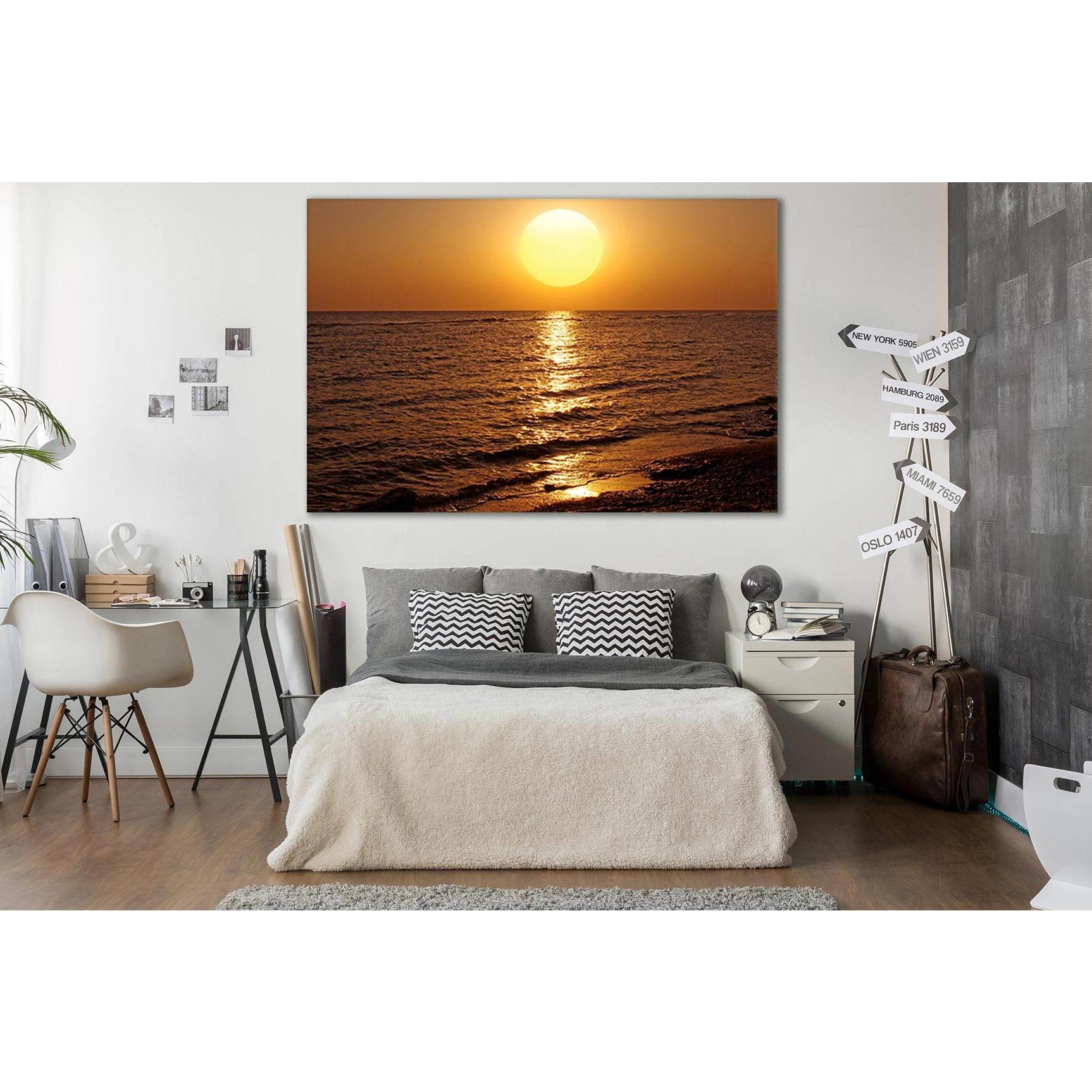 Sunset Over Sea №SL253 Ready to Hang Canvas Print - Zellart Canvas Prints 0new, ALL_Products, SUNRISE & SUNSET WALL ART