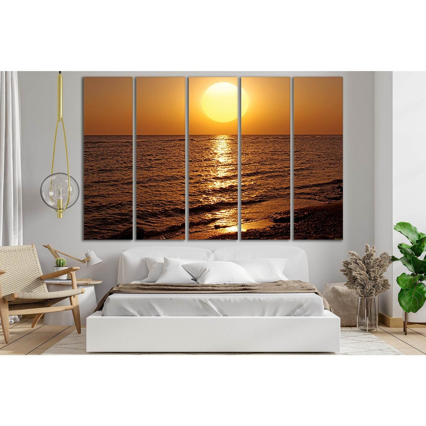 Sunset Over Sea №SL253 Ready to Hang Canvas Print - Zellart Canvas Prints 0new, ALL_Products, SUNRISE & SUNSET WALL ART