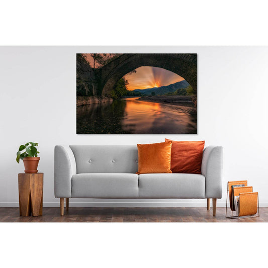 Sunset over the mountains №D1227 Ready to Hang Canvas Print - Zellart Canvas Prints 0new, ALL_Products, Sunrise & sunset wall art