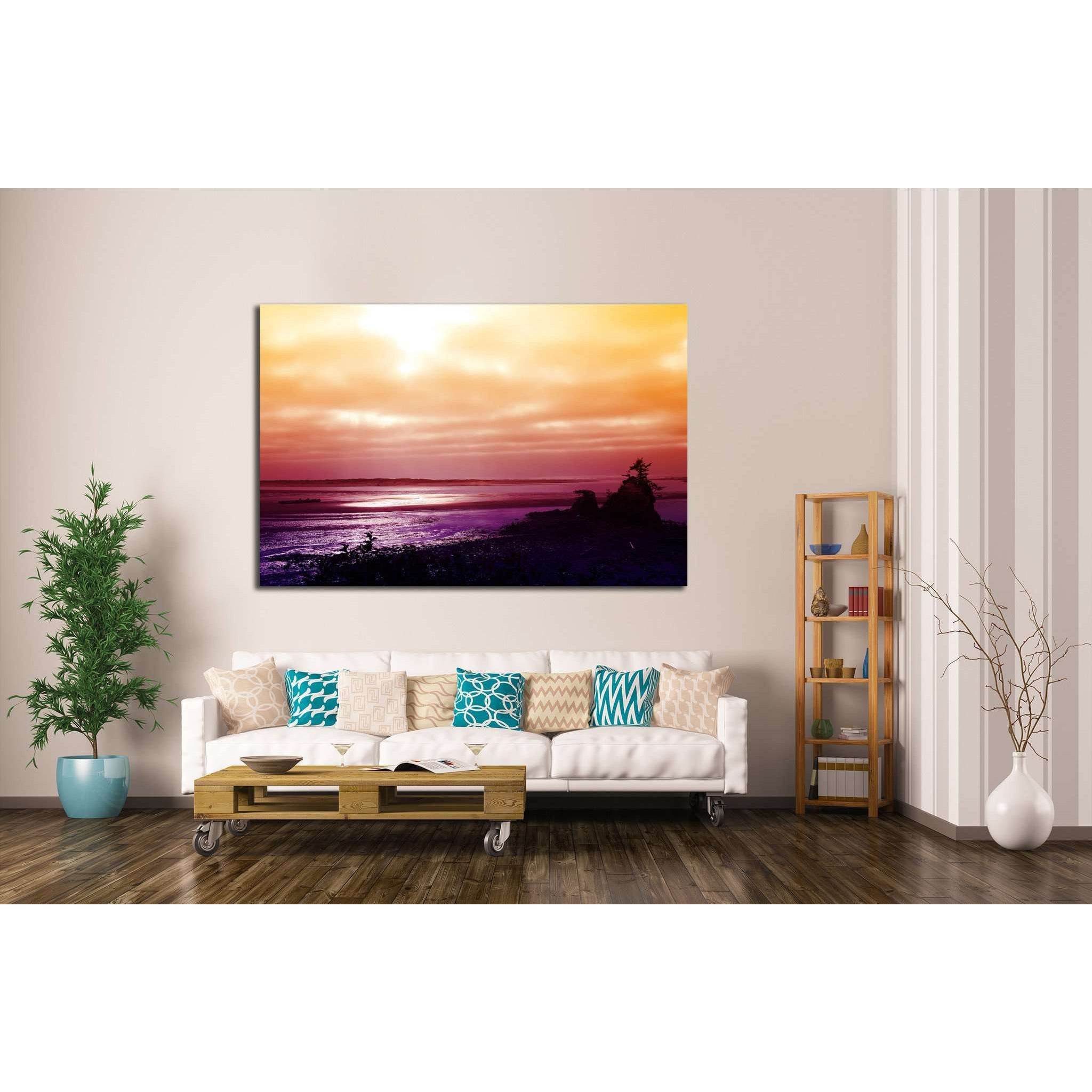 Sunset over the Pacific Coast near Lincoln City, Oregon №1957 Ready to Hang Canvas Print