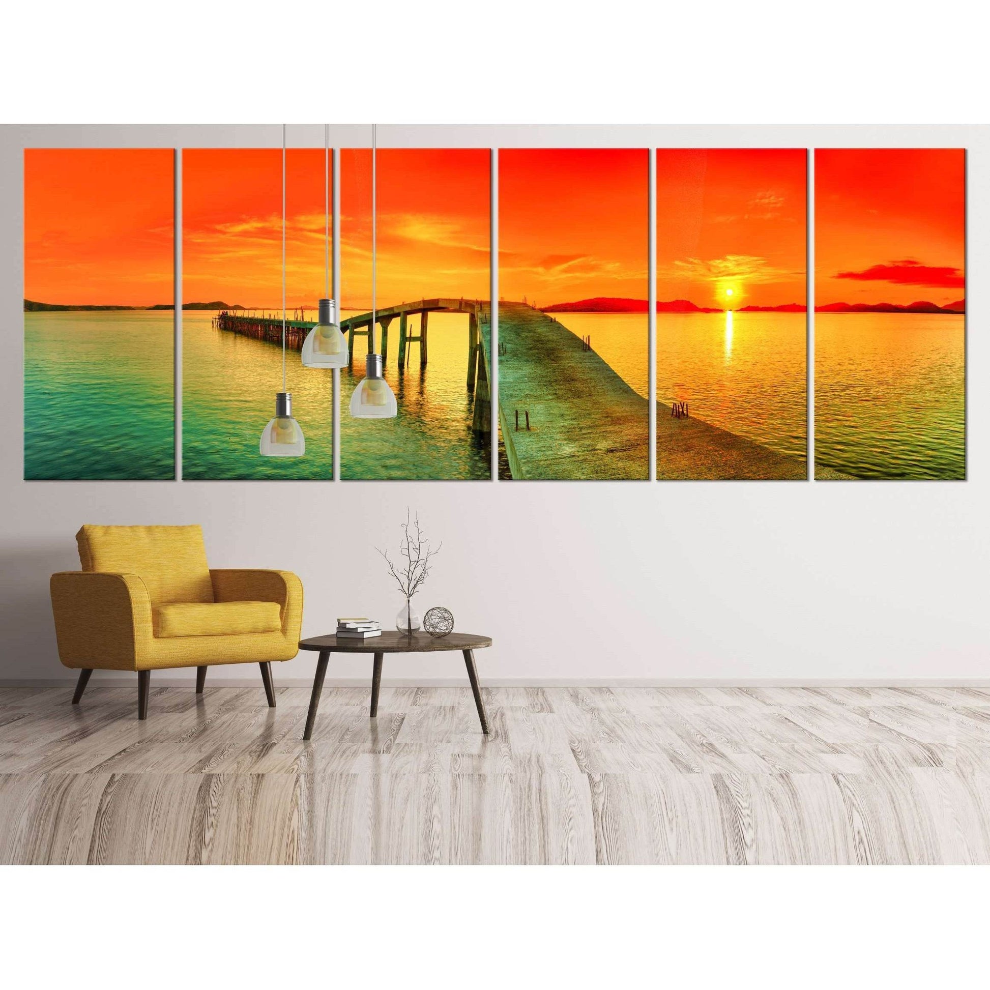 Sunset over the sea, Extra Large Panorama №42 Ready to Hang Canvas Print - Zellart Canvas Prints ALL_Products, s-42