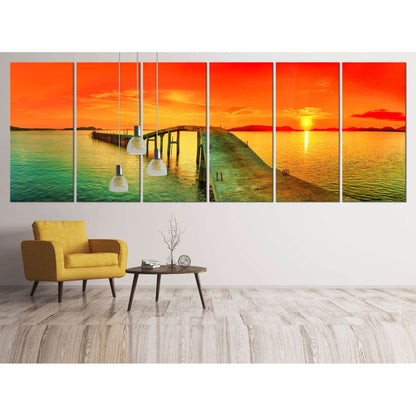 Sunset over the sea, Extra Large Panorama №42 Ready to Hang Canvas Print - Zellart Canvas Prints ALL_Products, s-42