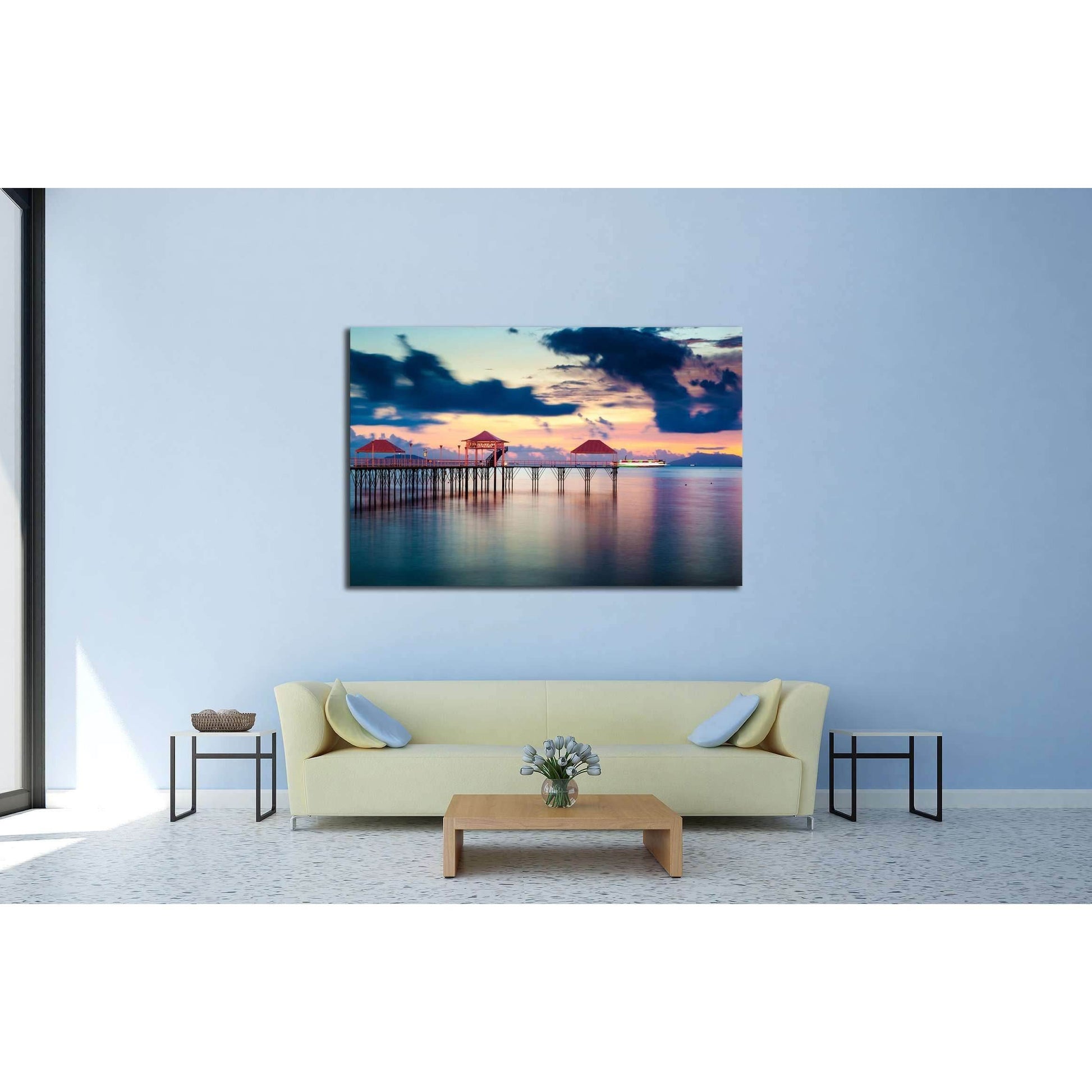 Sunset pier along coast №2927 Ready to Hang Canvas PrintCanvas art arrives ready to hang, with hanging accessories included and no additional framing required. Every canvas print is hand-crafted, made on-demand at our workshop and expertly stretched aroun