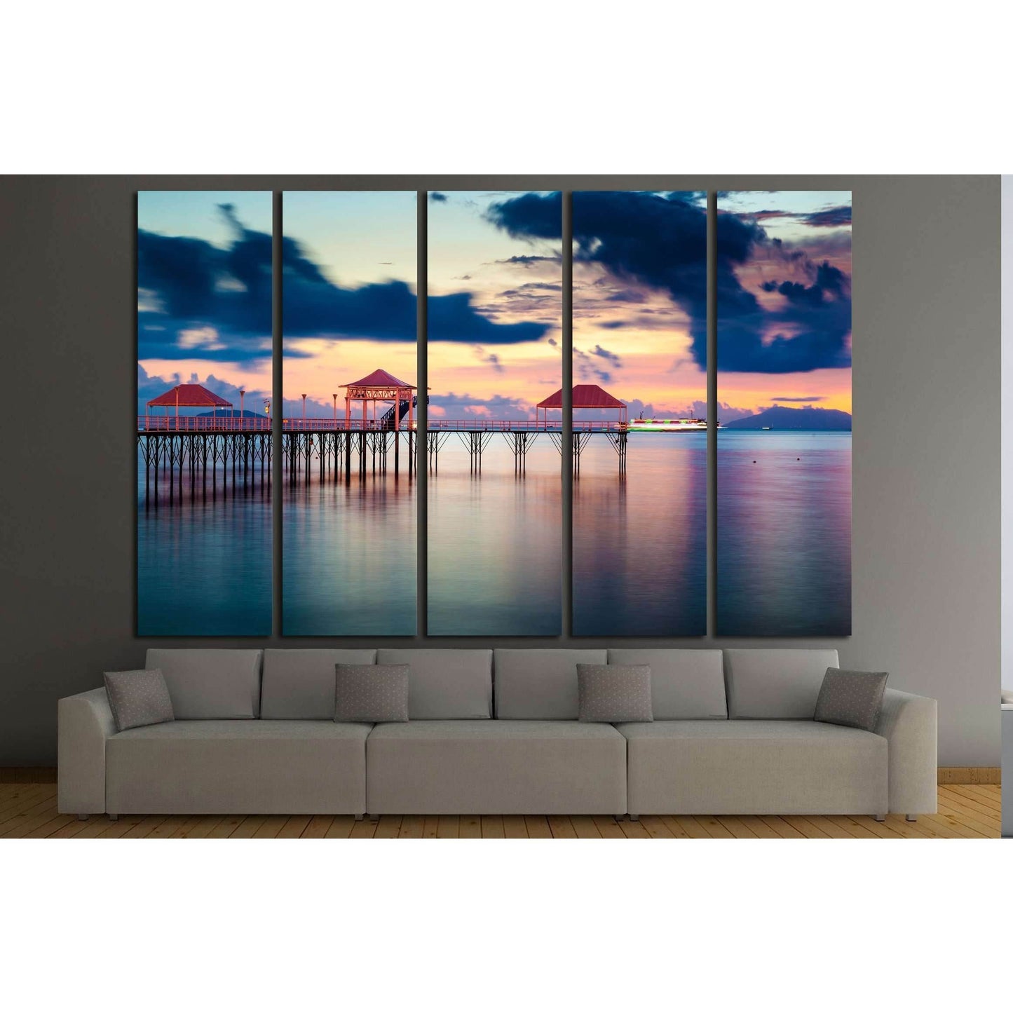 Sunset pier along coast №2927 Ready to Hang Canvas PrintCanvas art arrives ready to hang, with hanging accessories included and no additional framing required. Every canvas print is hand-crafted, made on-demand at our workshop and expertly stretched aroun