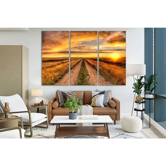 Sunset Road To The Field №SL252 Ready to Hang Canvas Print - Zellart Canvas Prints 0new, ALL_Products, SUNRISE & SUNSET WALL ART
