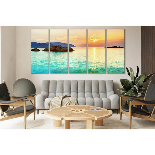 Sunset Sea Panorama №SL254 Ready to Hang Canvas Print - Zellart Canvas Prints 0new, ALL_Products, SUNRISE & SUNSET WALL ART