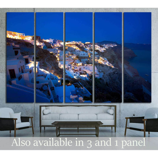 Sunset View of Fira, Santorini, Greece №2645 Ready to Hang Canvas Print - Zellart Canvas Prints ALL_Products, s-2645