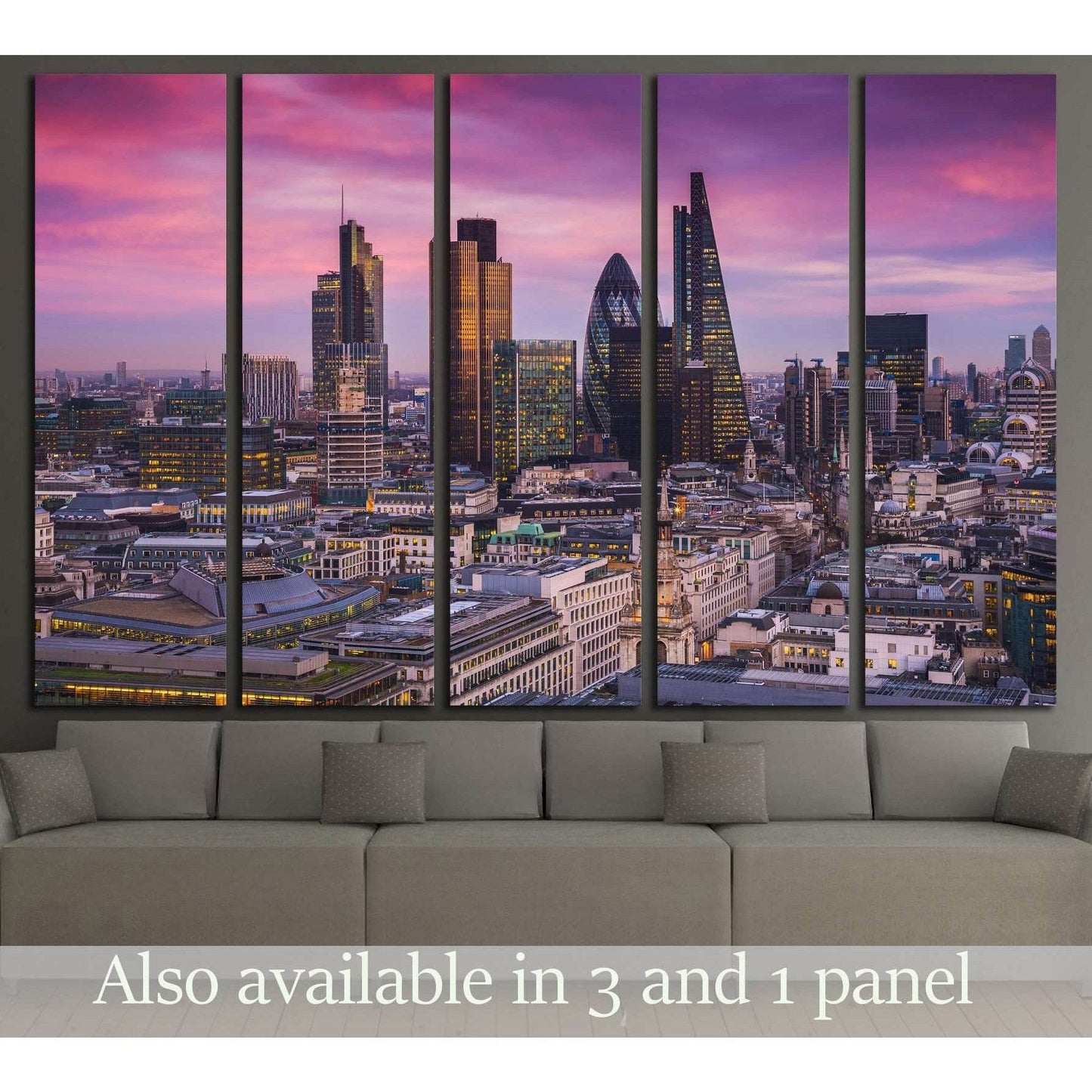 sunset with office buildings and beautiful purple sky - England, UK №3007 Ready to Hang Canvas PrintCanvas art arrives ready to hang, with hanging accessories included and no additional framing required. Every canvas print is hand-crafted, made on-demand