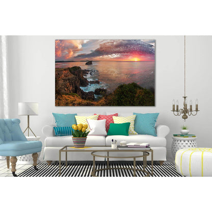 Sunsets Coast Colored Clouds №SL296 Ready to Hang Canvas Print - Zellart Canvas Prints 0new, ALL_Products, SUNRISE & SUNSET WALL ART