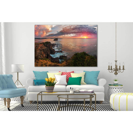 Sunsets Coast Colored Clouds №SL296 Ready to Hang Canvas Print - Zellart Canvas Prints 0new, ALL_Products, SUNRISE & SUNSET WALL ART