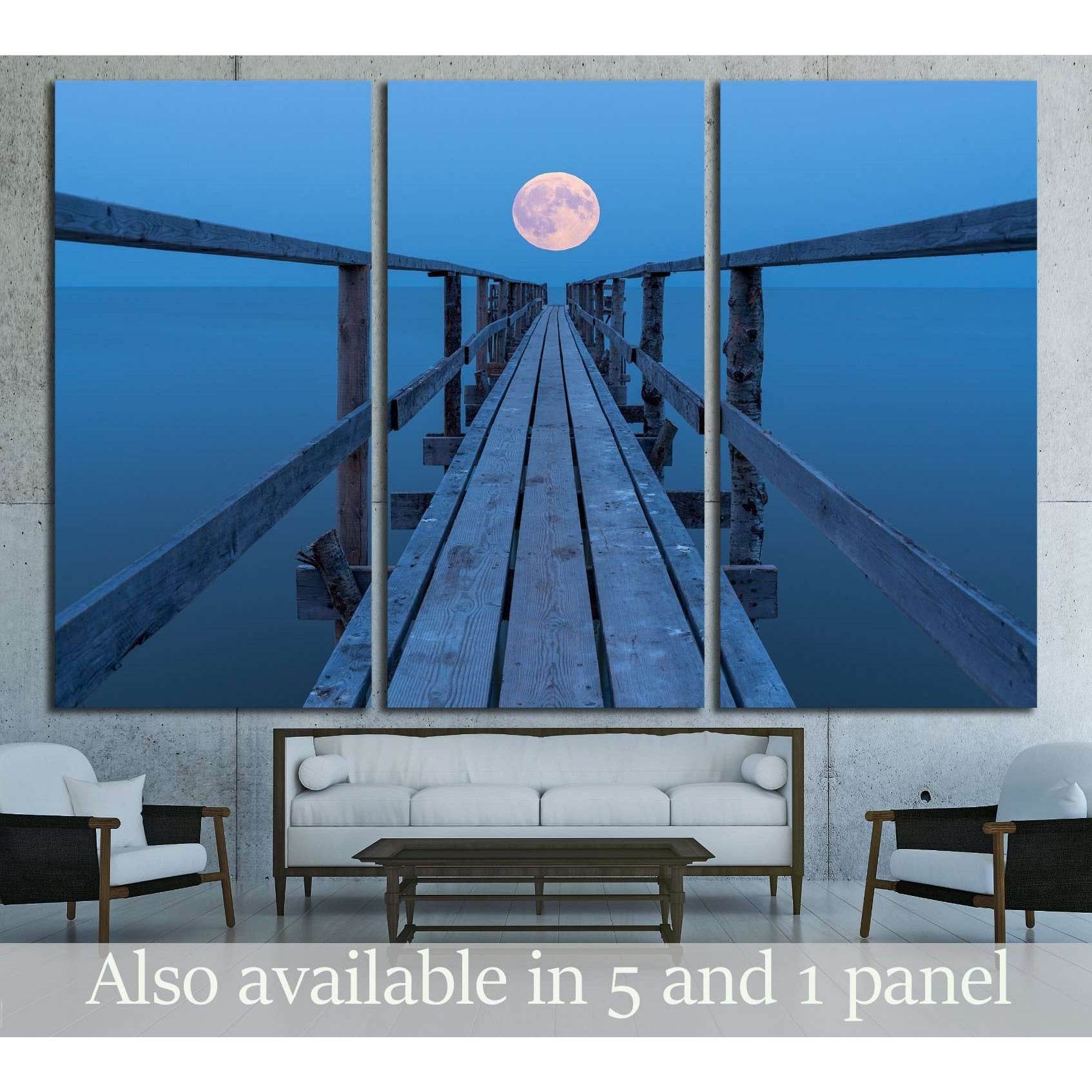 Super moon rising over lake Winnipeg №3216 Ready to Hang Canvas Print - Zellart Canvas Prints ALL_Products, s-3216