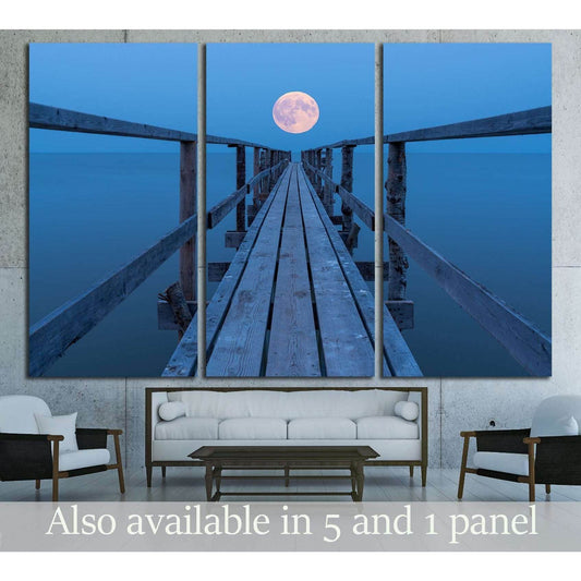 Super moon rising over lake Winnipeg №3216 Ready to Hang Canvas Print - Zellart Canvas Prints ALL_Products, s-3216
