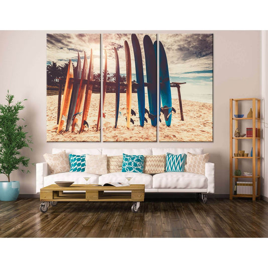 Surfboards Wall Decor - Canvas PrintSurfboards Wall Decor canvas art arrives ready to hang, with hanging accessories included and no additional framing required. Every canvas print is hand-crafted, made on-demand at Zellart and expertly stretched around 1