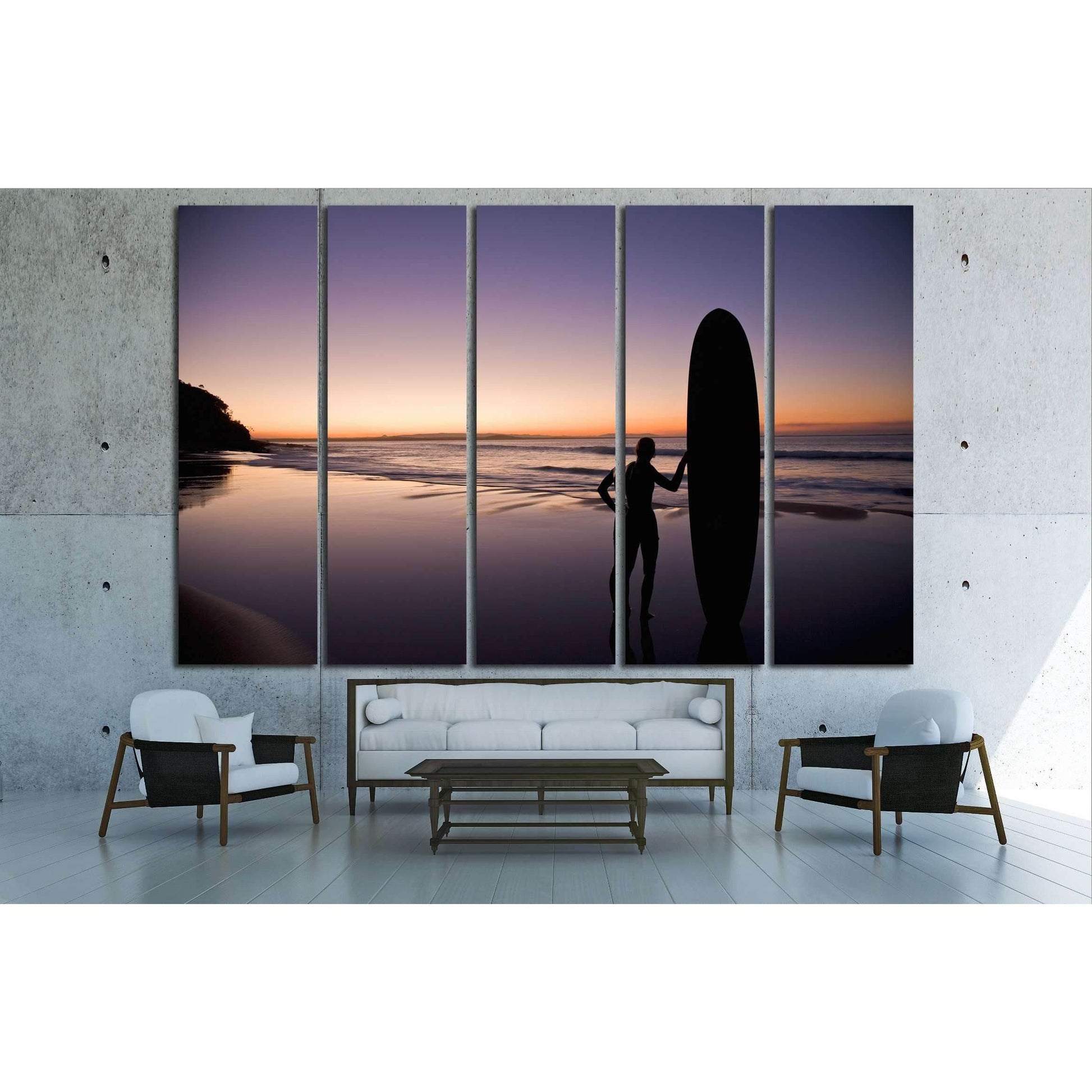 Surfer at sunset on the Sunshine Coast Queensland Australia №3256 Ready to Hang Canvas Print - Zellart Canvas Prints ALL_Products, s-3256