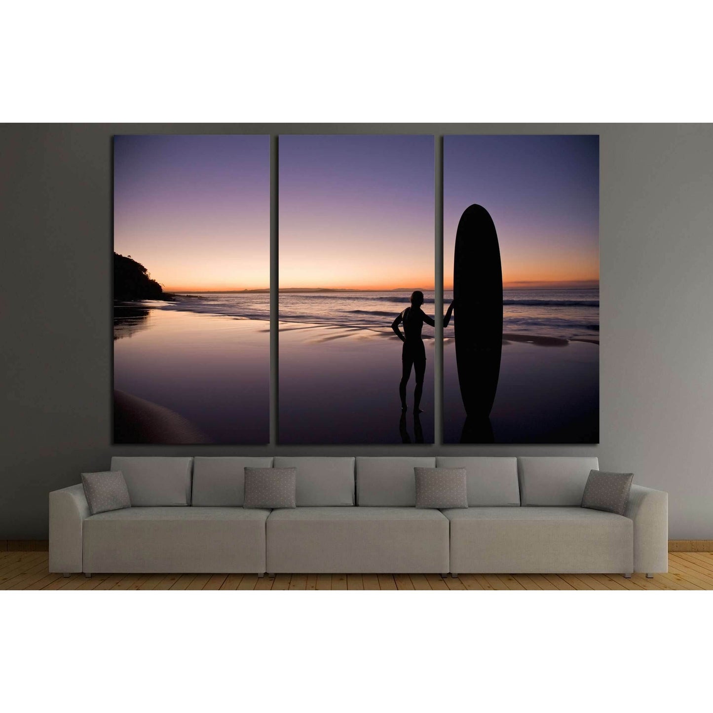 Surfer at sunset on the Sunshine Coast Queensland Australia №3256 Ready to Hang Canvas Print - Zellart Canvas Prints ALL_Products, s-3256