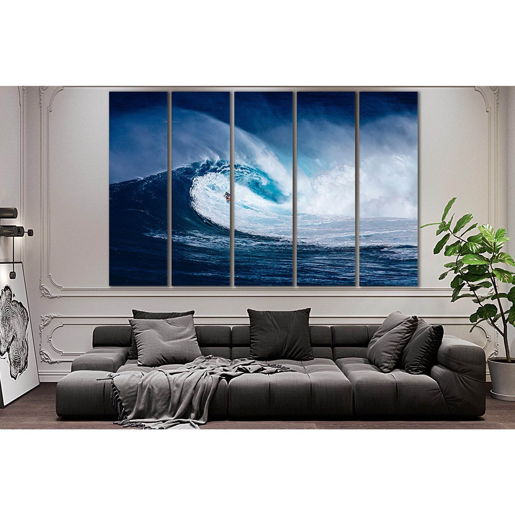 Surfer Conquers Ocean Wave №SL190 Ready to Hang Canvas Print - Zellart Canvas Prints 0new, ALL_Products, Beach Ocean & Waves