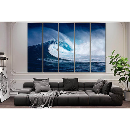 Surfer Conquers Ocean Wave №SL190 Ready to Hang Canvas Print - Zellart Canvas Prints 0new, ALL_Products, Beach Ocean & Waves
