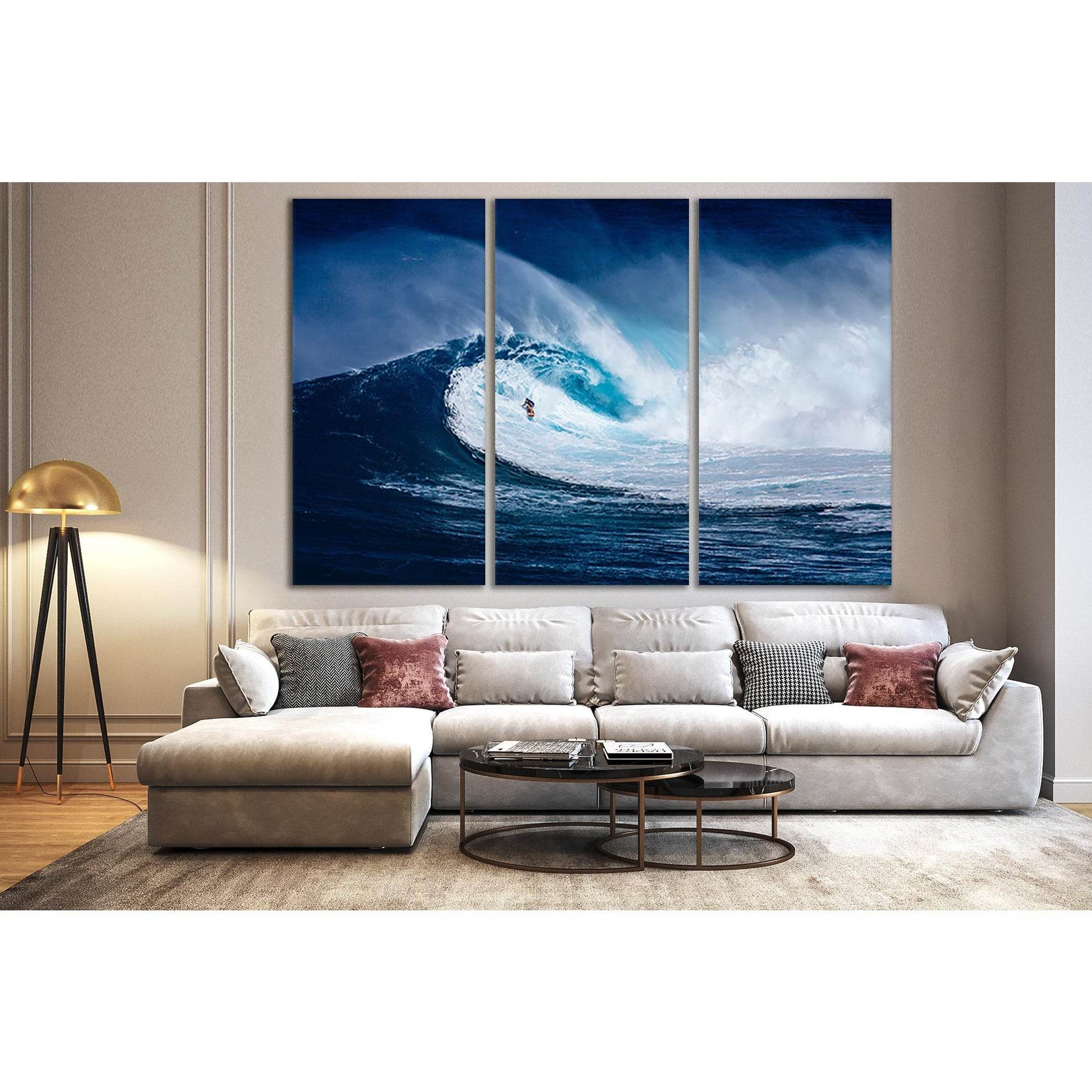 Surfer Conquers Ocean Wave №SL190 Ready to Hang Canvas Print - Zellart Canvas Prints 0new, ALL_Products, Beach Ocean & Waves