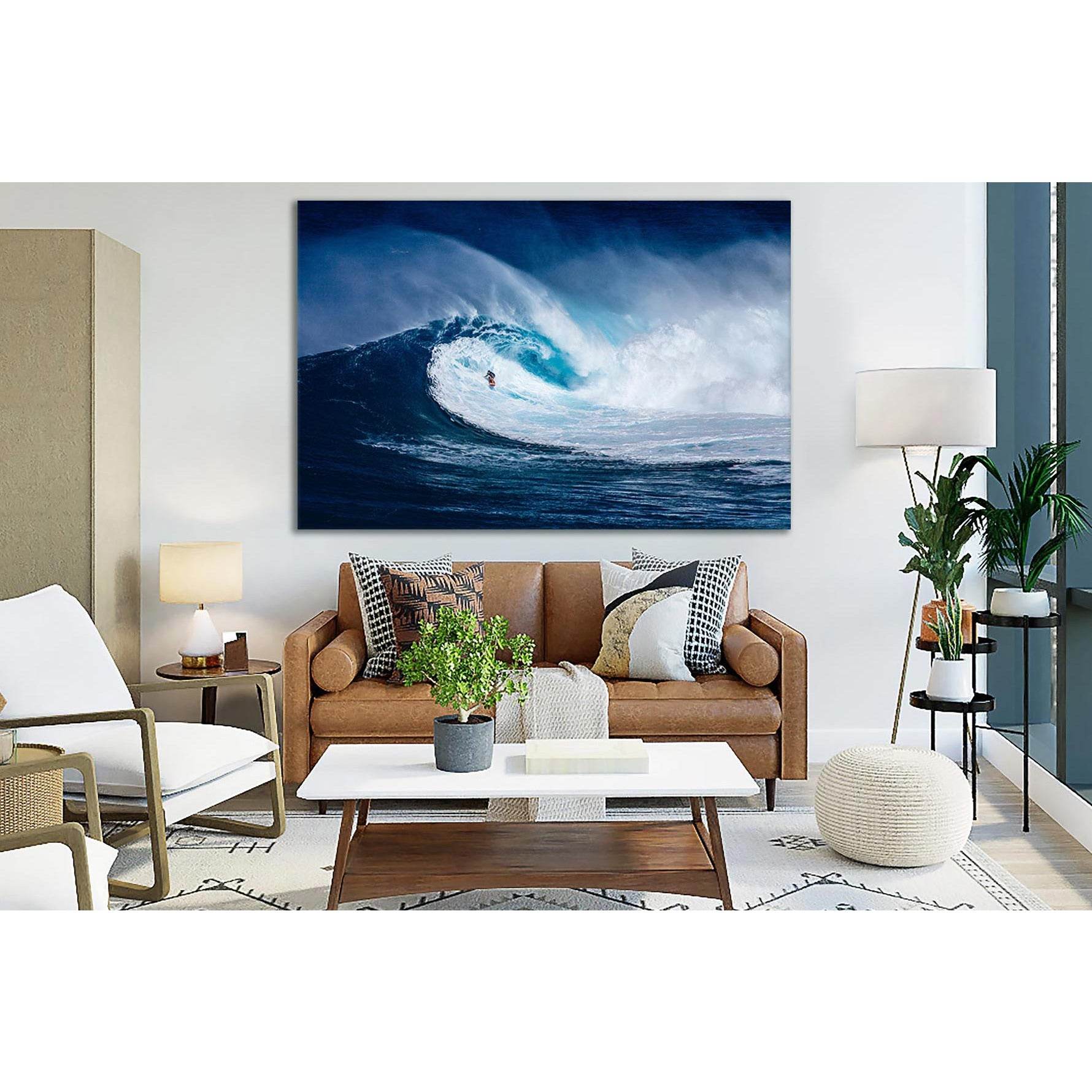 Surfer Conquers Ocean Wave №SL190 Ready to Hang Canvas Print - Zellart Canvas Prints 0new, ALL_Products, Beach Ocean & Waves