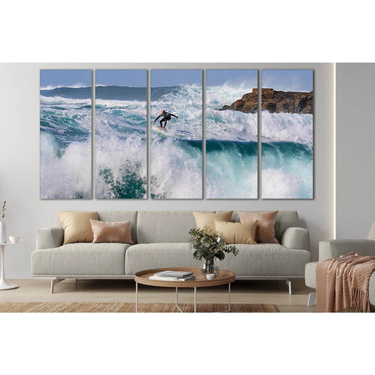 Surfer On The Blue Wave №SL177 Ready to Hang Canvas Print - Zellart Canvas Prints 0new, ALL_Products, Beach Ocean & Waves